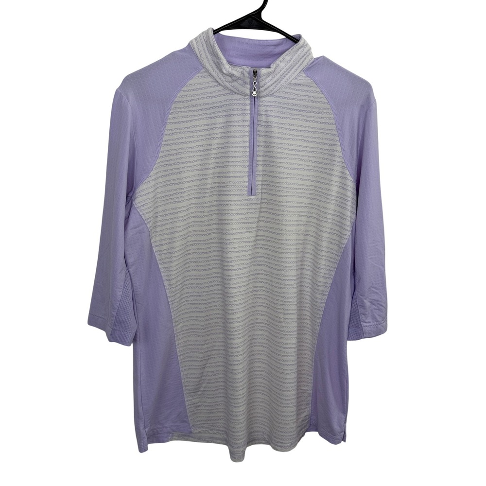 SanSoleil Top Womens XL Purple UV 50 Cooling Quarter Zip Mock Neck Golf Shirt